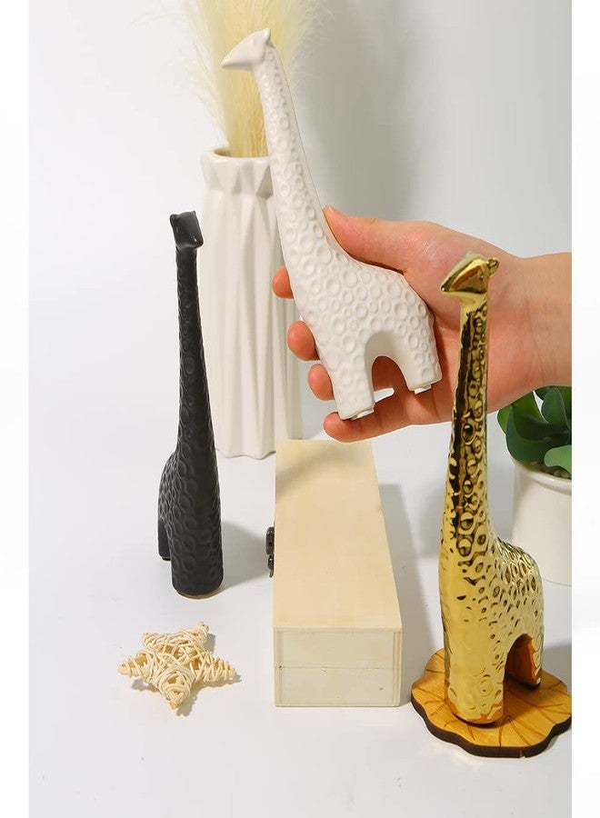 Insiswiner Small Animal Statues Black Giraffe Ceramic Home Decor Collectible Figurines for Shelf Desk Ornaments Living Room Bedroom Office Desktop Cabinets Decoration - Image 3